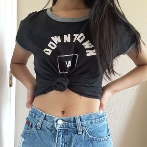 Grey crop top shirt "Downtown LA"